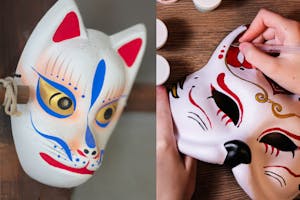 ハンドメイド　押絵　狐面 ハンドメイド 押絵 狐面 押し絵 キット ハンドメイド 押絵 狐面