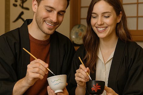 陶芸体験！カラフルな江戸塗りで器を作る絵付けのワークショップ！お茶とお茶菓子付きのプラン！当日持ち帰り