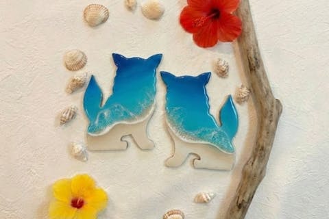 【宮古島・当日予約OK】空港5分！雨の日OK｜送料無料！守り神『シーサー(小)』を海色に彩る本格レジンアート体験！　※ペアでなく、1体です