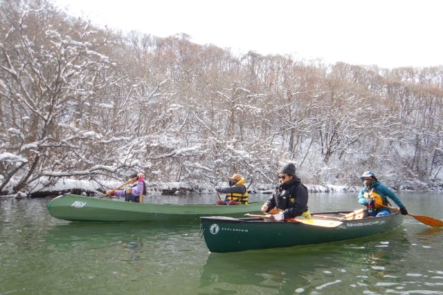 軽井沢 観光で 冬の静寂 カヌー体験　★冬の外遊び 新提案★ アウトドア 自然体験　◎小1〜OK！【軽井沢 近郊／信州長野・関東群馬】