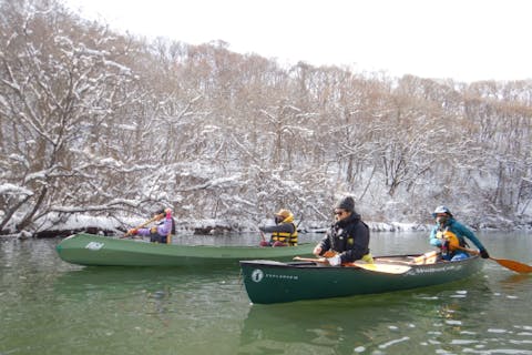 軽井沢 観光で 冬の静寂 カヌー体験　★冬の外遊び 新提案★ アウトドア 自然体験　◎小1〜OK！【軽井沢 近郊／信州長野・関東群馬】