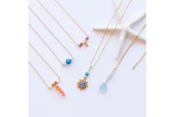 沖縄・宮古島・手作りネックレス】天然石やサンゴで作るチェーン