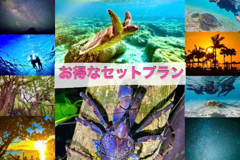 【ウミガメシュノーケル&星空ジャングルナイトツアーSETプラン／12歳以下￥5900円】★年齢制限なし／早朝可能／各体験撮影ｵﾌﾟｼｮﾝ付き／ファミリーおすすめ♪