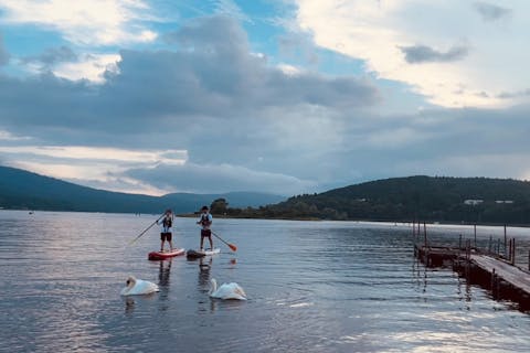 【サップボードレンタルプラン】奥山中湖で富士山を見ながらサップ体験しませんか！ワンちゃんもOK！