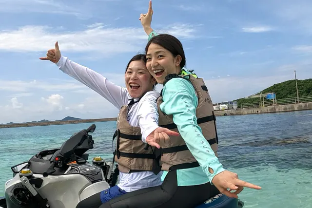 【沖縄・伊平屋島】1組貸切りジェットスキーで行くシュノーケリングツアー(90分コース）おひとり様・当日予約OK《送迎無料》動画データ無料！