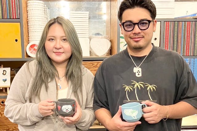 江戸茶寮渋谷店。茶器の絵付とお茶と和菓子の新体験！カラフルな江戸塗りで器を作る絵付けのワークショップ！お茶とお茶菓子付きのプラン！当日持ち帰りできます！