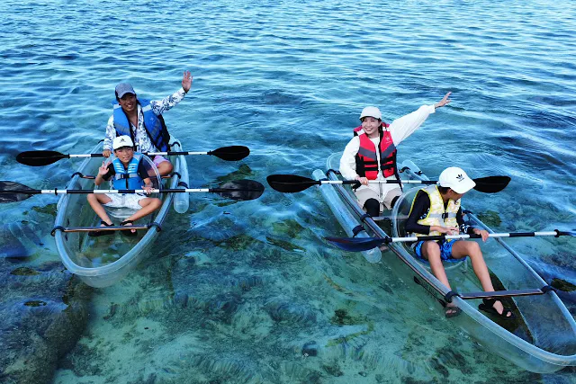 ウミガメ遭遇率99％！宮古ブルーの海の上を冒険するクリアカヤックツアー☆☆ドローン撮影サービス☆☆【宮古島/新城海岸】