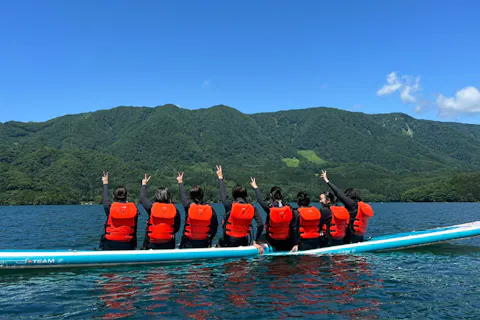 【ファミリー大歓迎】みんなで乗れる大型SUP★青木湖ファミリーSUPレンタル90分【4人乗り】3歳から参加OK