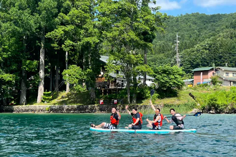 【ファミリー大歓迎】みんなで乗れる大型SUP★青木湖ファミリーSUPレンタル90分【4人乗り】3歳から参加OK