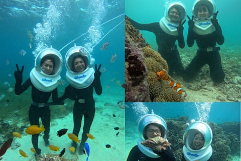 【石垣島で海中散歩！】ボートで行くシーウォーカー、顔が濡れない、泳げなくても安心、女性にもおすすめ！(ホテル送迎＆写真データ無料プレゼント)