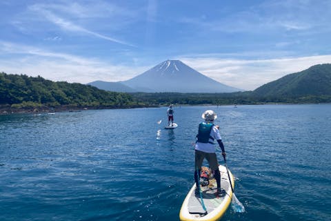 【山梨県・富士五湖・本栖湖・SUP体験】初心者歓迎のんびり３時間！お子様と一緒に楽しめます♪本栖湖ブルーを満喫！