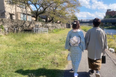 【金沢 着物レンタル カップルプラン】きもので金沢を街歩き ひがし茶屋街まで徒歩1分！お得なカップルプラン カップル旅行におすすめ