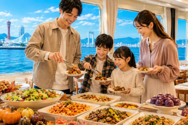 【兵庫・神戸】船上オータムビュッフェ ランチ＆トワイライト＆ナイトクルーズ（金土日祝開催）
