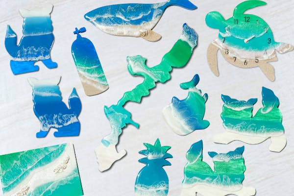 沖縄の海】大きいレジンアート体験｜当日好きなデザインを選べるプラン