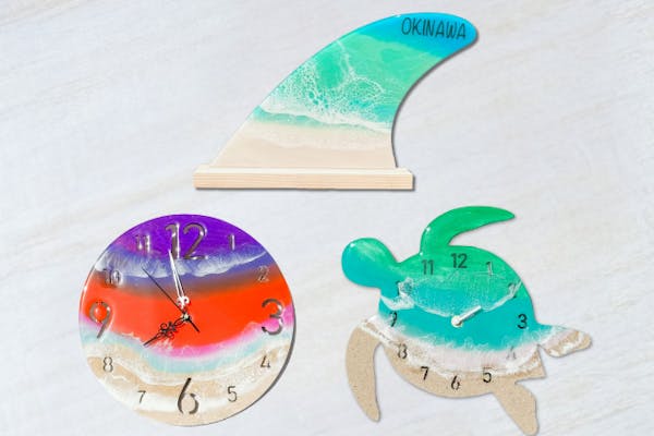 沖縄の海】大きいレジンアート体験｜当日好きなデザインを選べる
