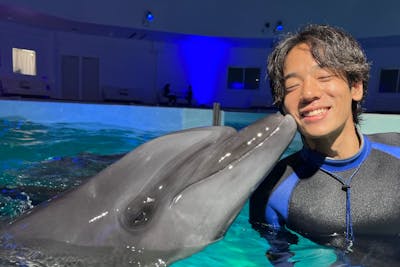 大阪府・堺市・ナイトドルフィンスイム】幻想的なプールで泳ぐ、イルカ