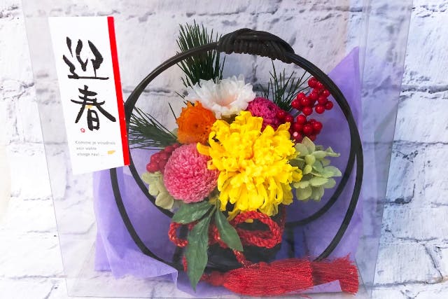 プリザーブドフラワーのお正月飾りアレンジメント