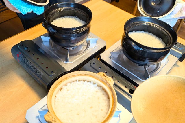 【秋田県北秋田市・米を味わう】【秋田冬アソビ割】＜一人一合選べるお米♪60~90分＞お釜で炊いて米本来の味を食べ比べ！ご飯のお供ほか、素材付　朝／昼食・ブランチ