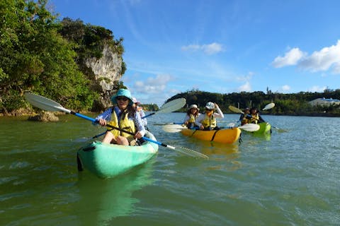 【沖縄・今帰仁村・カヤック】ネイチャーウォッチング マングローブカヤック 2時間（高水位） 美ら海水族館に近いマングローブカヤック 満潮時は入り江散策