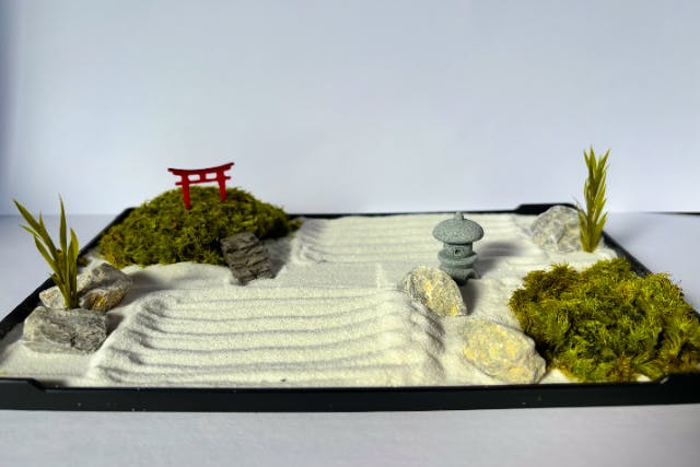 プリザーブド加工の苔・枯山水の庭園制作体験