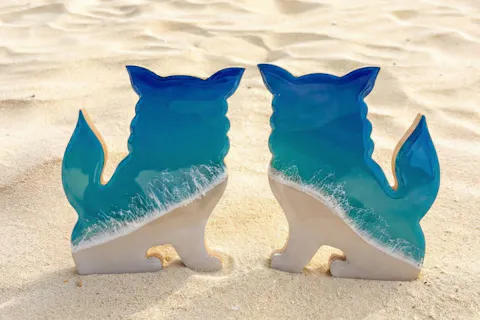 【宮古島・当日予約OK】空港5分！雨の日OK｜送料無料！守り神『シーサー(大)』を海色に彩る本格レジンアート体験！　※ペアでなく、1体です