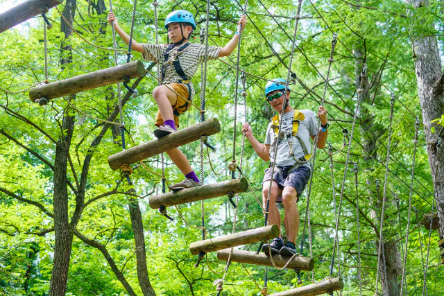 白馬村の大自然の中で大人も子供も楽しめる、地上8Ｍの空中大冒険を体験してみませんか？【フルコース】