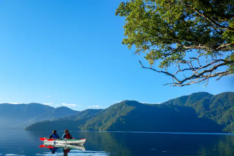 【栃木・日光・中禅寺湖カヤック】〔朝凪7:30〕鏡のような朝の湖・写真データ全カット付き