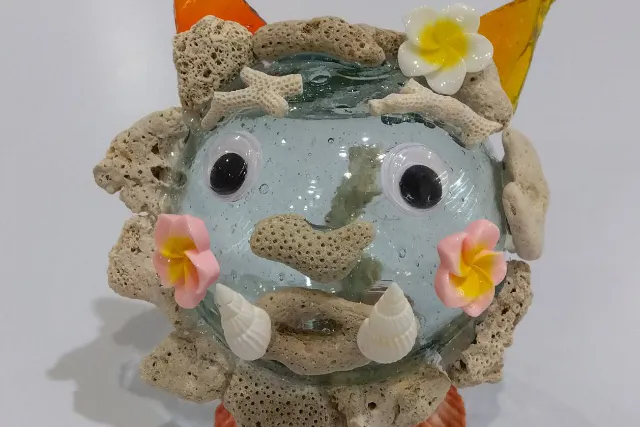ビン玉を使って作る♪ビン玉シーサー作り♪