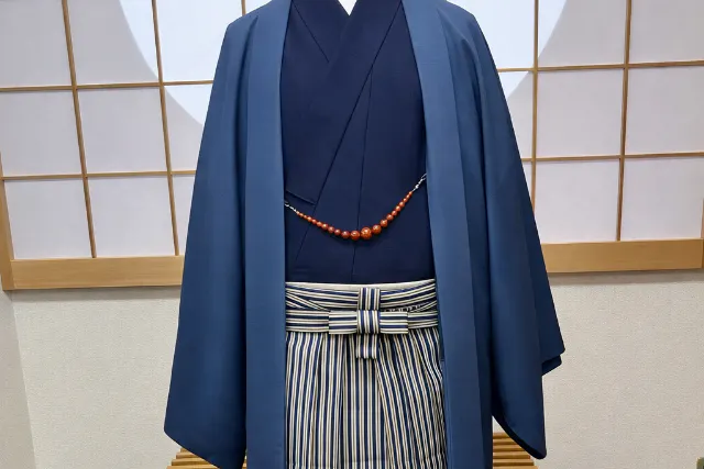奈良着物体験　奈良富士和服　メンズ3点セット　￥１２０００　着物で奈良古都散策
