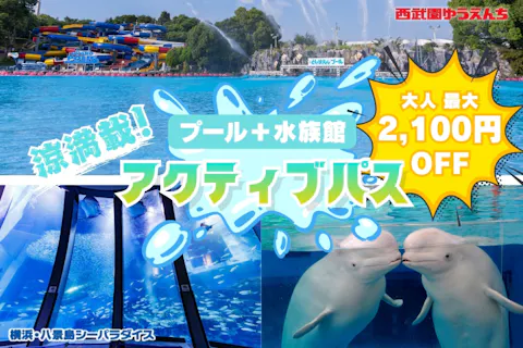 ＜アクティブパス＞西武園ゆうえんちプール×横浜・八景島シーパラダイスアクアリゾーツパス※要引換