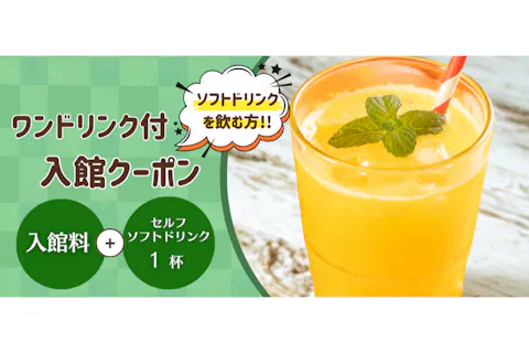 はだの・湯河原温泉 万葉の湯 ワンドリンク付きクーポン（入館＋ワンドリンク（ソフトドリンクのみ））
