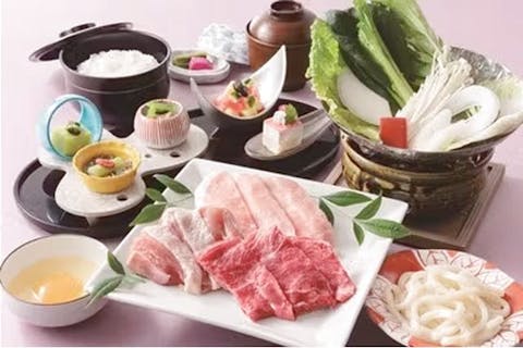 ＜最大43％OFF＞太閤の湯（入館＋三種の肉すき御膳＋貸切岩盤浴＋ソフトドリンク）【コード267】