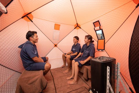 【最大15％割引】熱めでサウナーを唸らせる「アークランドスパ　テントサウナ」※要予約、小学生以下不可