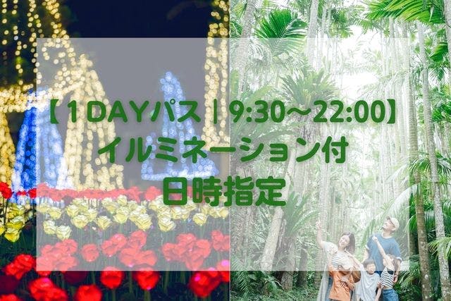 【１DAYパス｜9:30～22:00】東南植物楽園イルミネーション付