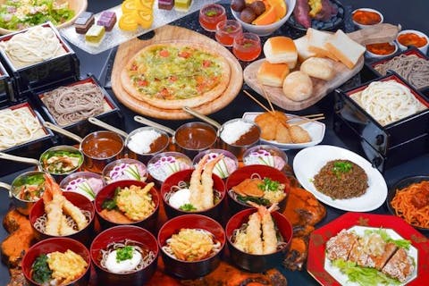 【土日祝限定・最大980円割引】天成園　ランチバイキング＆日帰り温泉プラン【10915】