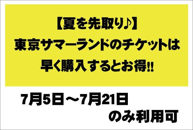 【7/5～7/21利用可】夏季特別前売券（早得）東京サマーランド1Dayパス※人数分取得