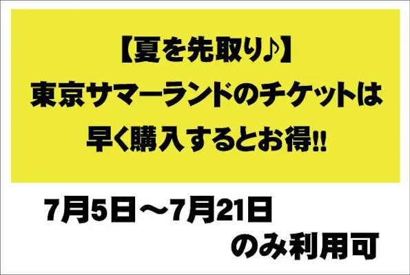 ⭐︎売り切り2024サマーランド特別前売券1DAYパス大人2枚小
