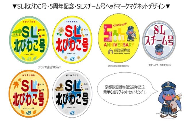 5周年記念 限定グッズ付き 京都鉄道博物館 入館券 6種ヘッドマークマグネットセット付き 京都鉄道博物館