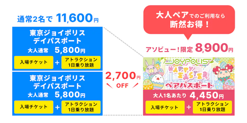 超特割！【アソビュー限定！2,700円割引】友人・カップルなら断然お得