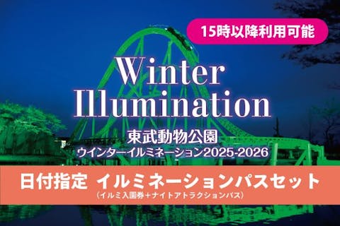 【15時から利用可】イルミネーションパスセット（イルミネーション入園券＋ナイトアトラクションパス）