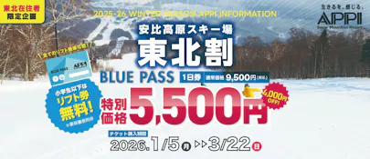 3/22まで【東北在住者限定/4,000円引】安比高原スキー場・リフト1日券