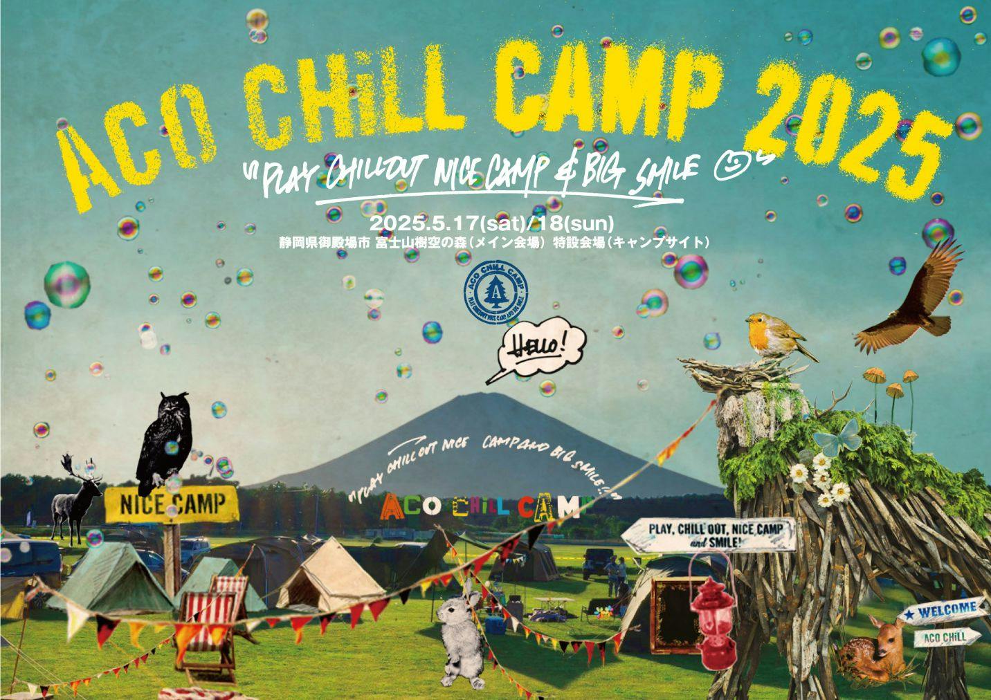 2日券2枚＋オートキャンプサイト券(1台)セット　ACO CHiLL CAMP 2025