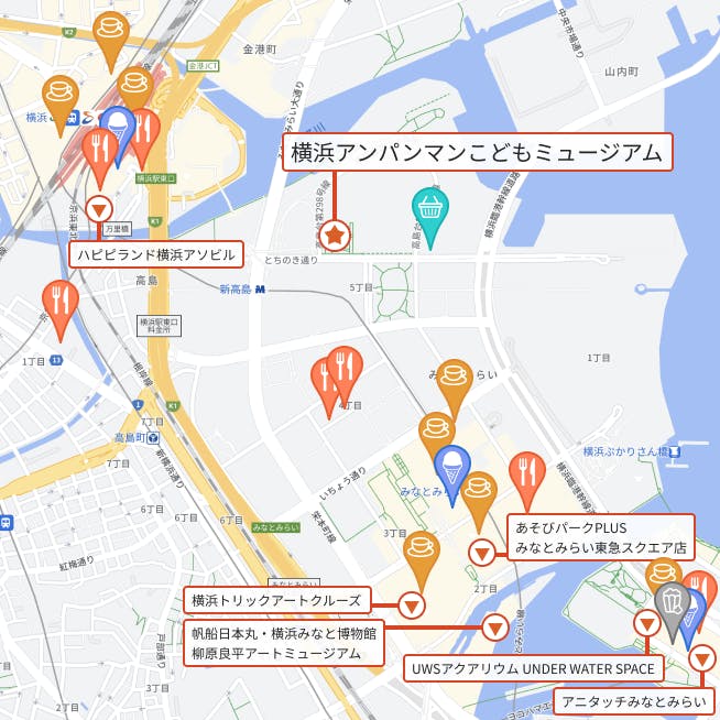 横浜アンパンマンこどもミュージアム周辺地図
