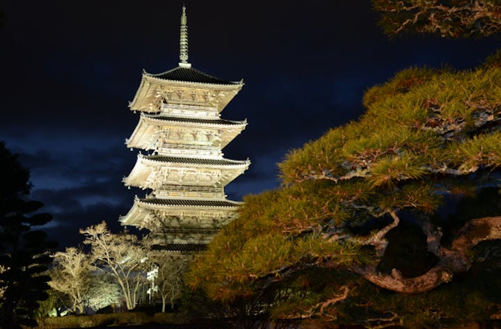 備中国分寺五重塔ライトアップ