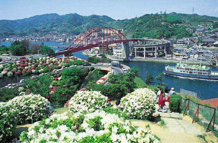 音戸の瀬戸公園の桜とツツジ