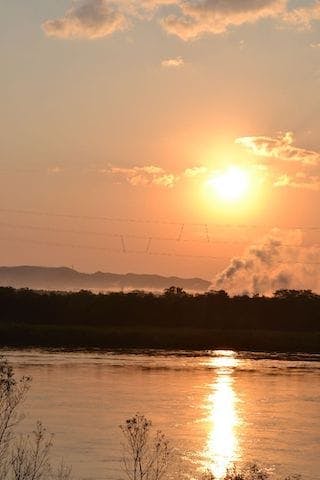 【2023年初日の出】能代市　米代川　中川原堤防